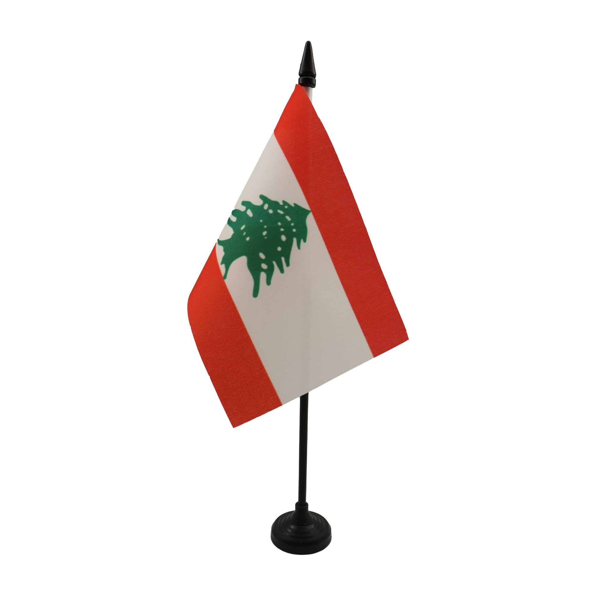 AZ FLAG - Lebanon Table Flag 4'' x 6'' - Lebanese Office Mini Banner 100% Polyester 15 x 10 cm - Mini Desk Flag with 10'' Pole and Black Plastic Base โ image 1