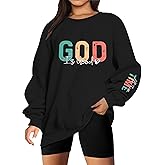 God is Good Sweatshirt Christian Shirts for Women Oversized Jesus Religious Pullover Bible Verse Inspirational Tops