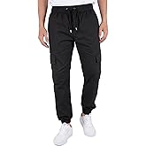 ITALYMORN Khaki Cargo Joggers for Men Elastic Ankle and Waist Casual Chino Hiking Pants Summer