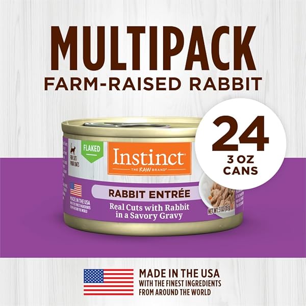 INSTINCT FLAKED ENTRÉE WET CANNED CAT FOOD – RABBIT, 3 OUNCE (PACK OF 24)