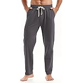 AMY COULEE Mens Cotton Yoga Pants Running Workout Lightweight Sweatpants Open Bottom Lounge Pants with Pockets