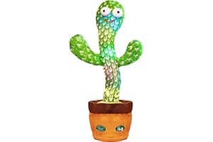 Keculf Talking Cactus Toy with LED 120 English Songs, Singing Cactus Dancing Musical Toy, Tummy Time Toys Baby Mimicking Repeats What You Say (Audio Recording & Retelling) Boys Girls Interactive Gift