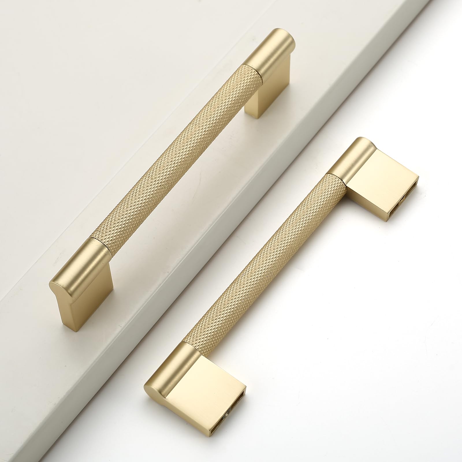 Photo 1 of Coinkoly 10 Pack 3-3/4"(96mm) Brushed Gold Cabinet Handles Knurled Cabinet Pull Kitchen Gold Cabinet Pulls Drawer Hardware for Cabinets Cupboard