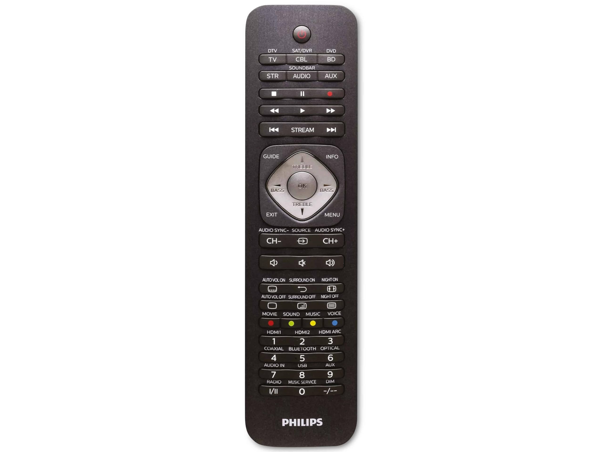 Philips SRP5016/10-6-in-1 Universal Remote Control – Learning Buttons – Black