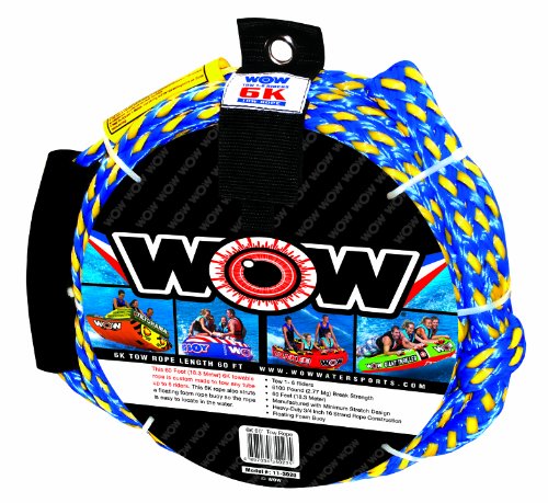 WOW World of Watersports, 11-3020, Tow Rope up to 6 Riders, 60 Feet, 6100 Pounds Break Strength, Floating Foam Buoys - Heavy Duty Rope