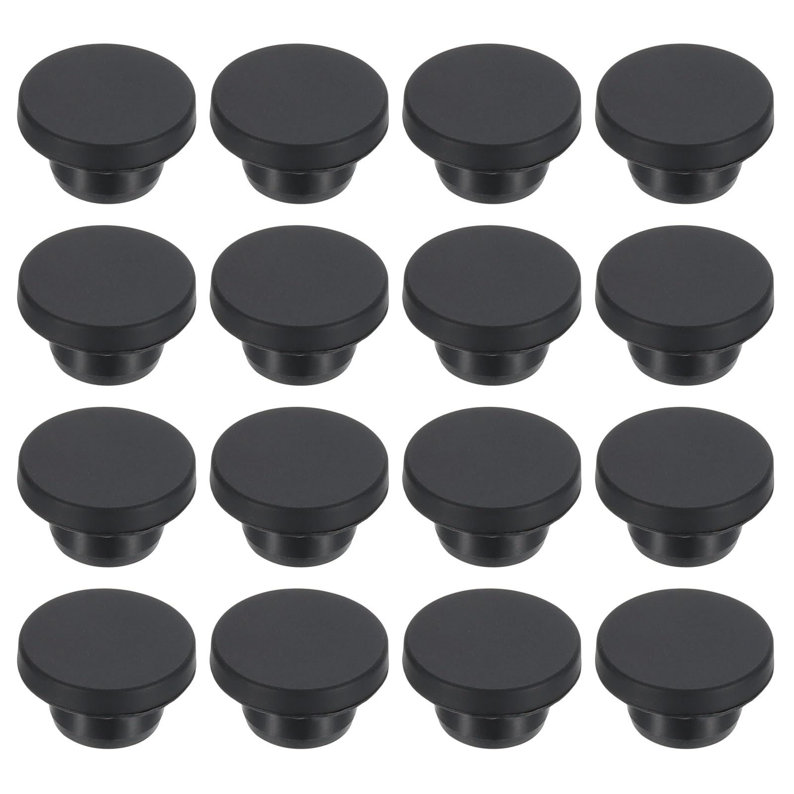 PATIKIL 16mm Diameter Rubber Hole Plugs, 16 Pcs Silicone Rubber Round Hole Stoppers for 15mm Hole, Black — image 1