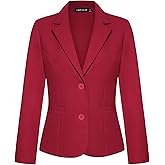 MINTLIMIT Womens Casual Blazer Jacket Long Sleeve Button Front Work Office Blazers Lapel Button Jacket (Red, Size L)