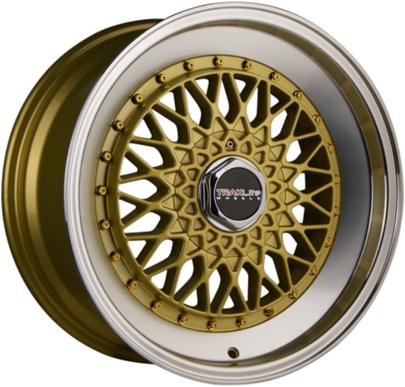 Traklite Wheels Crosstread Gold Mesh w/ Machined Polished Lip 18x8 Rim 5x100 / 112 PCD