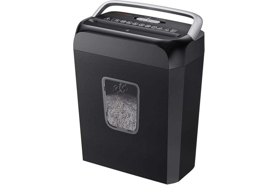 Bonsaii Paper Shredder for Home Use, 3.4 Gal Wastebasket, 6 Sheet Crosscut Paper Credit Cards, Staples, and Clips Shredder for Home Office Use, Portable Handle Design (C237-B New Version)