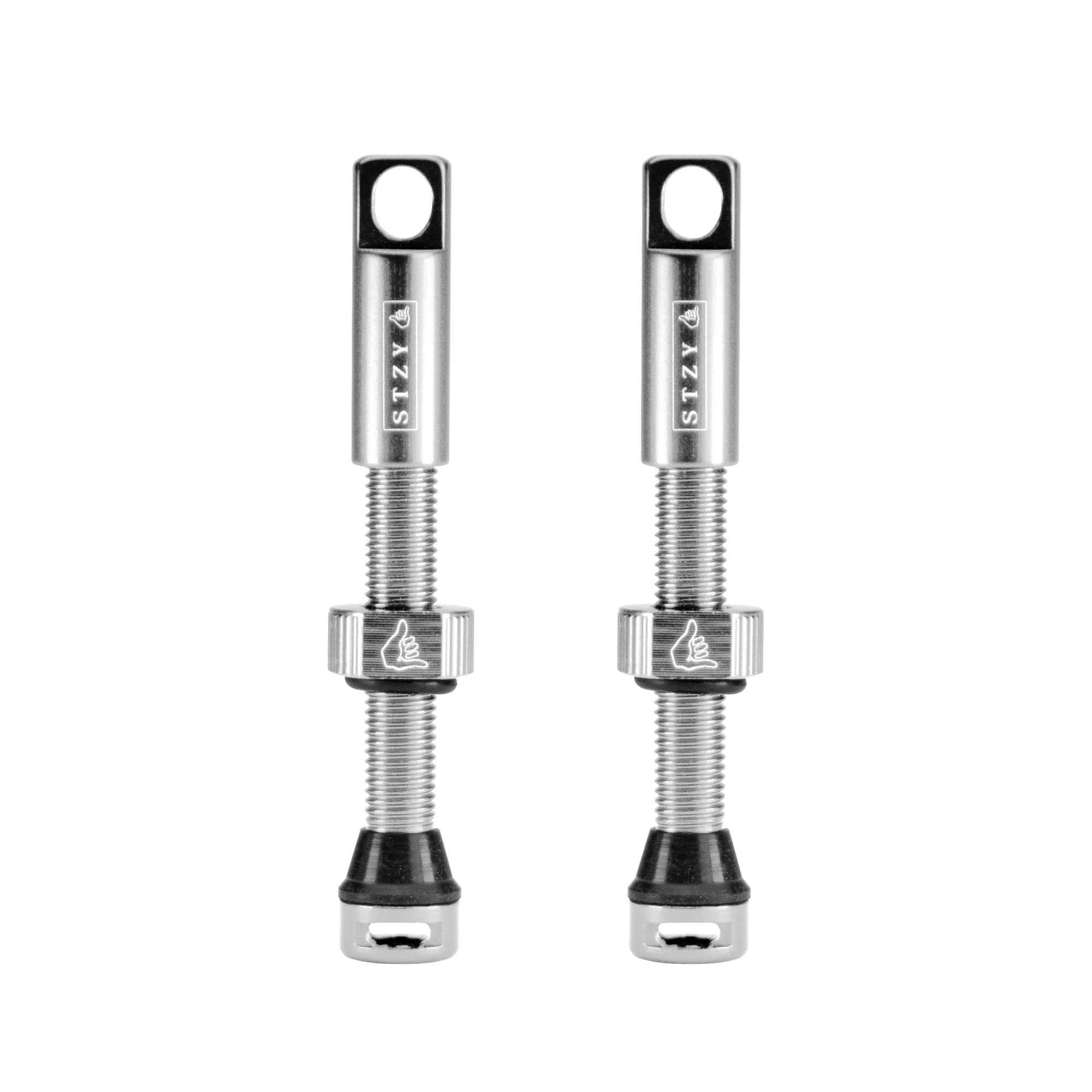 STZY Max Flow Tubeless Presta Valves Available in 14 Colours 44mm and 60mm (Silver, 44mm)
