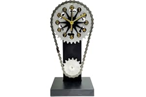 HOTBEST Vintage Rotating Gear Clock, Steampunk Clock with Moving Gears, Personalized Creative Metal Timing Chain Clock, Battery Operated for Living Room Office Desktop Home Decor