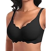 Ganado Wireless Bras for Women No Underwire Scalloped Seamless Bras with Support and Lift Padded T Shirt Bra Comfort Bralette