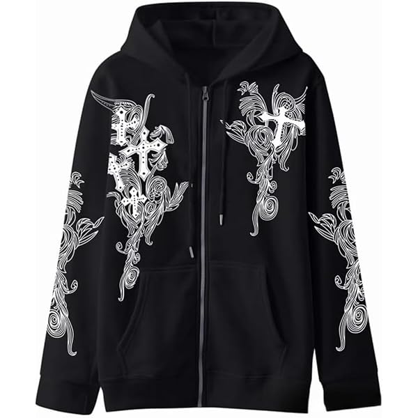 YUNZSXJY Womens Men Y2K Skull Hoodie Graphic Zip Up Grunge Hoodie