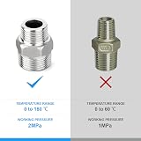 ERGAOBOY 2 Pcs Stainless Steel 304 BSP Reducing Hex Nipple 3/4" x 1/2" view 5