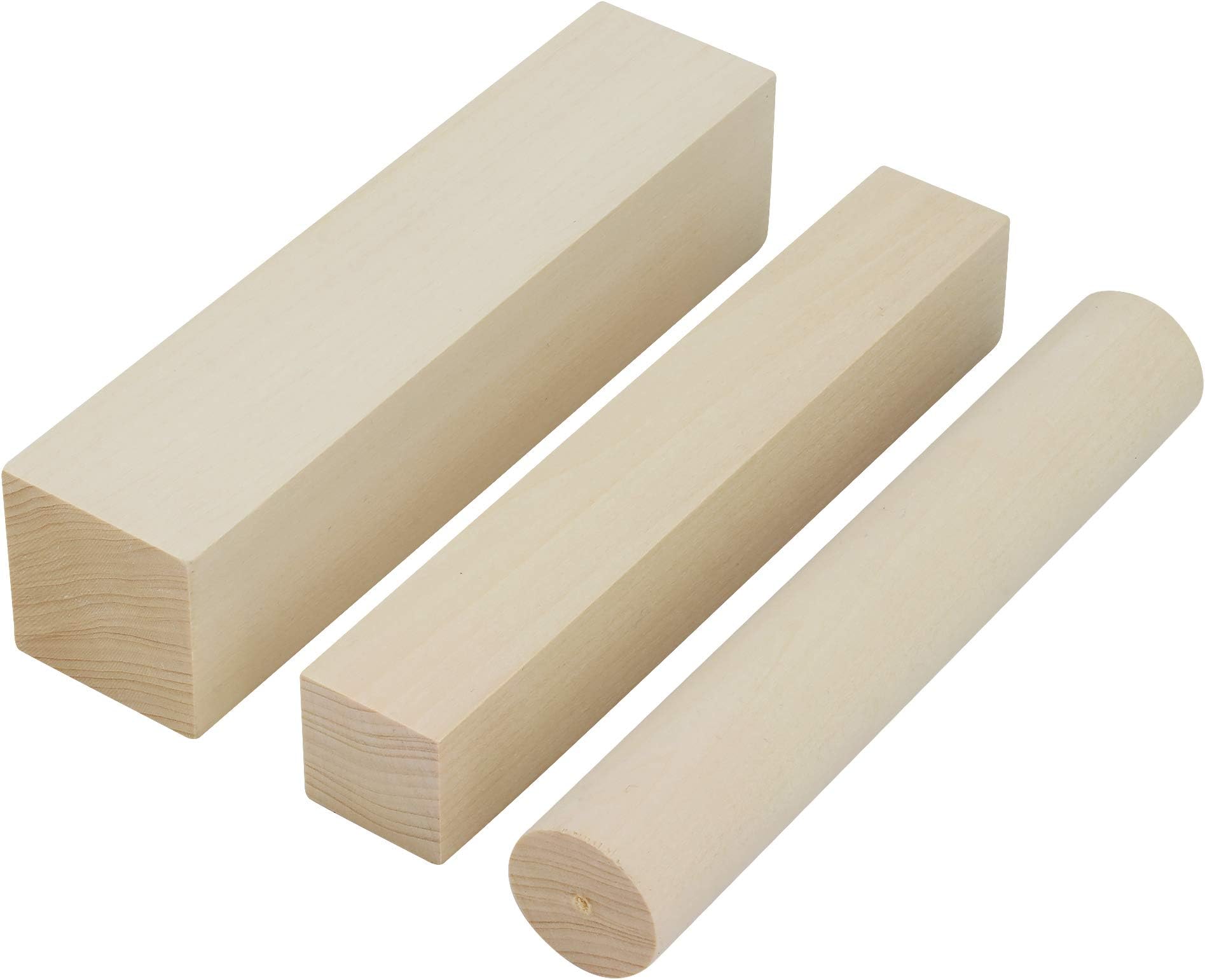 Zite Tools Carving Wood Set - 3 Pcs Limewood Whittling Material - Round Square 15cm