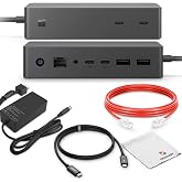 Microsoft Surface Dock 2 Docking Station Bundle - Surface Pro Docking Station Compatible with Surface Pro 7, 7+, 8, 9 (with 5G), Surface Laptop 3, 4, 5, and Surface Book 3 (13" &amp; 15") (Renewed)