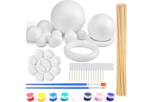 OURTRONESS 48PCS Solar System Model Foam Ball Kit Includes 10 Sizes Polystyrene Spheres Balls, Bamboo Sticks, Toothpick Flags, 8 Color Pigments, Brushes, Paint Tray Palette for School Science Projects