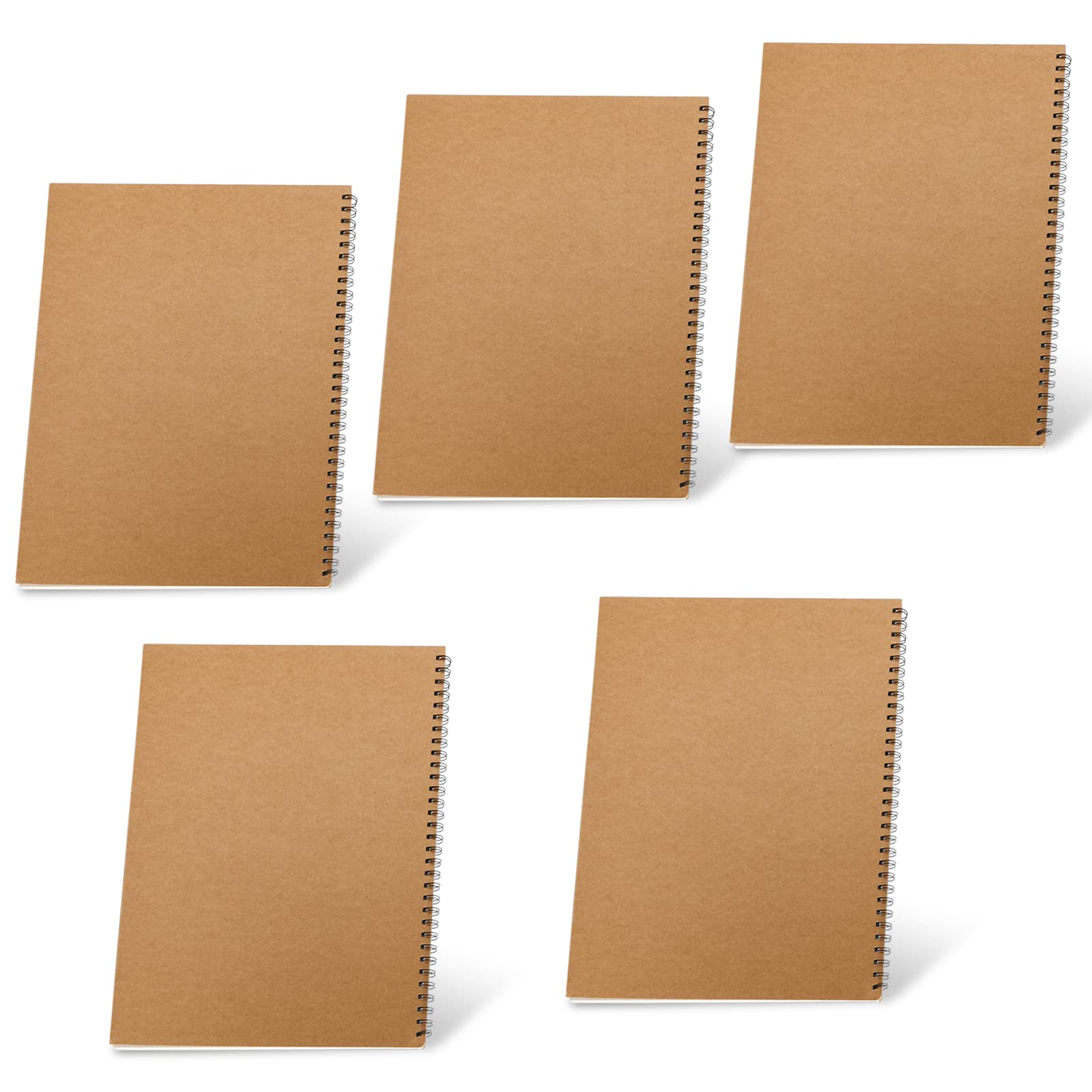 JAPCHET 5 Packs A3 Spiral Sketchbook, A3 Drawing Sketch Pad, Landscape Spiral Bound Sketchbook for Painting, Sketching, 30 Sheets/ 60 Pages