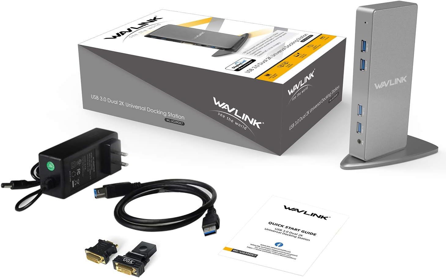 WAVLINK USB 3.0 Universal Docking Station, 12-in-1 Aluminum Adapter with Dual Video HDMI & DVI/VGA, Gigabit Ethernet, 6 USB 3.0, USB-B, Audio, DC Port for Desktop Laptop Tablet PC: Electronics