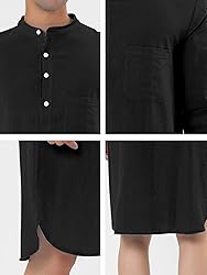 Lars Amadeus Men's Black Nightshirt Sleep Shirt