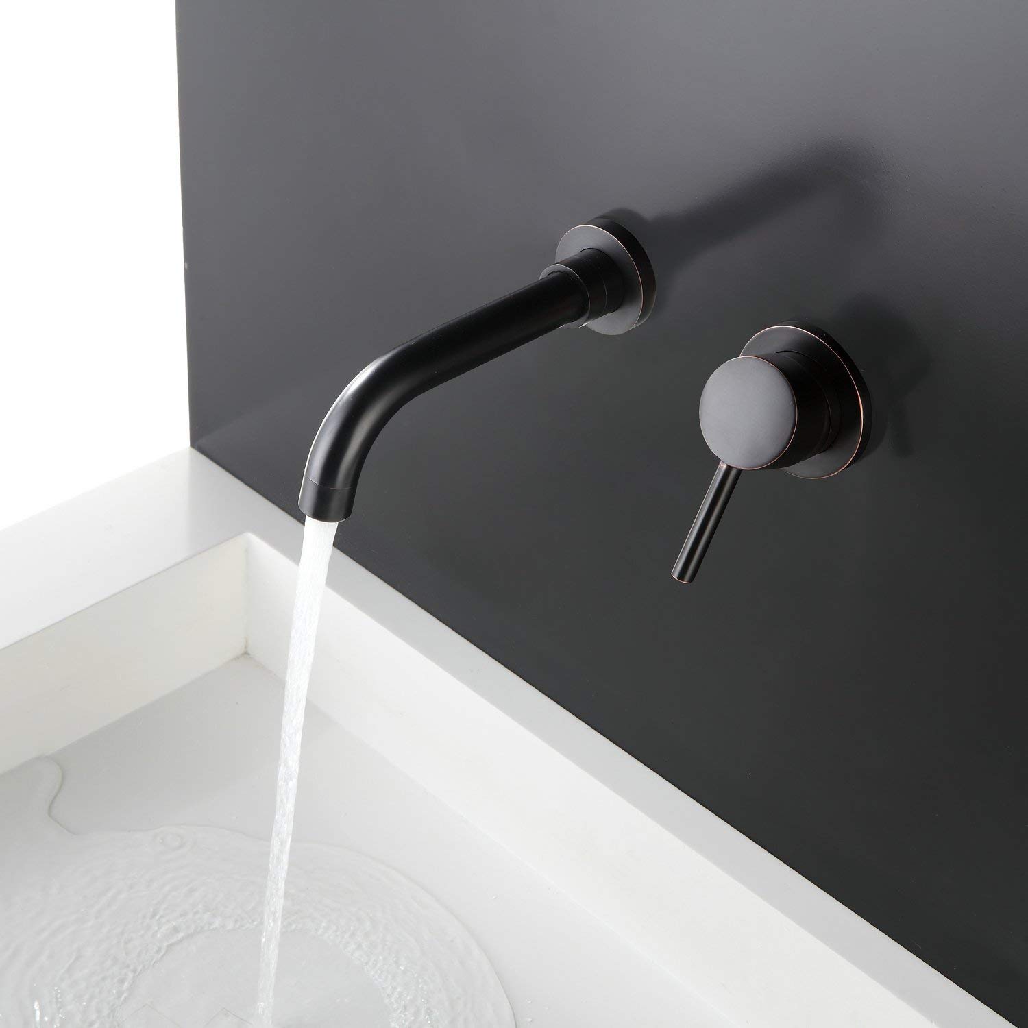 Wall Mount Basin Sink Tap Oil Rubbed Bronze Single Lever Mixer Taps for Bathroom Bathtub Kitchen