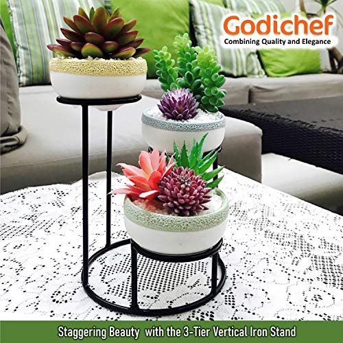 Plant Stand for Potted Succulents Live or Fake, Tiered Metal Stand for
