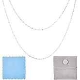 Elecrelive Sterling Silver Dapped Chains 3.28 Feet Permanent Jewelry Chains 2mm Fine Necklace Chains with Jewelry Cleaning Cloth Velvet Storage Bag for Men Women Jewelry Chain DIY Making
