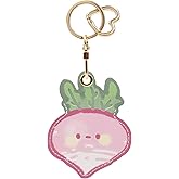 MC Fashion PU Leather Keychain Holder Compatible with AirTag, Cute Fruits Charm Key Ring GPS Tracker Case