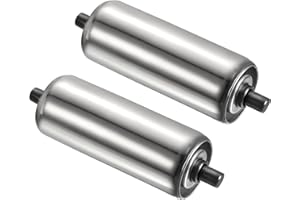 PATIKIL Conveyor Roller 2" Diameter 6" Length, 2 Pack Stainless Steel Gravity Transmission Replacement Part Galvanized End, Silver