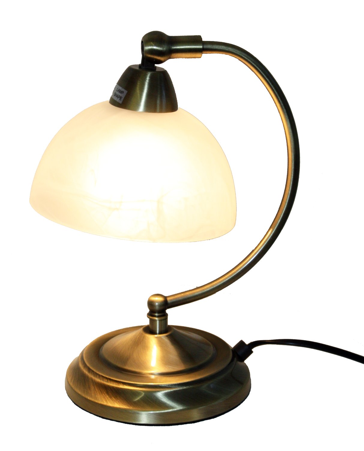 Antique Brass Adjustable Metal Touch Table Lamp With White Glass Shade