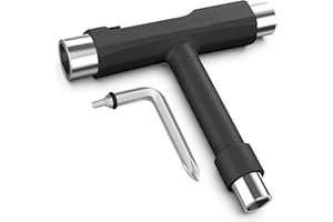 Coeweule Professional Skate Tools, All-in-One Multi-Function Portable Skateboard T Tool with T-Type Allen Key and L-Type Phillips Head Screwdriver for Adjust Skateboards, Roller Skates, Longboards
