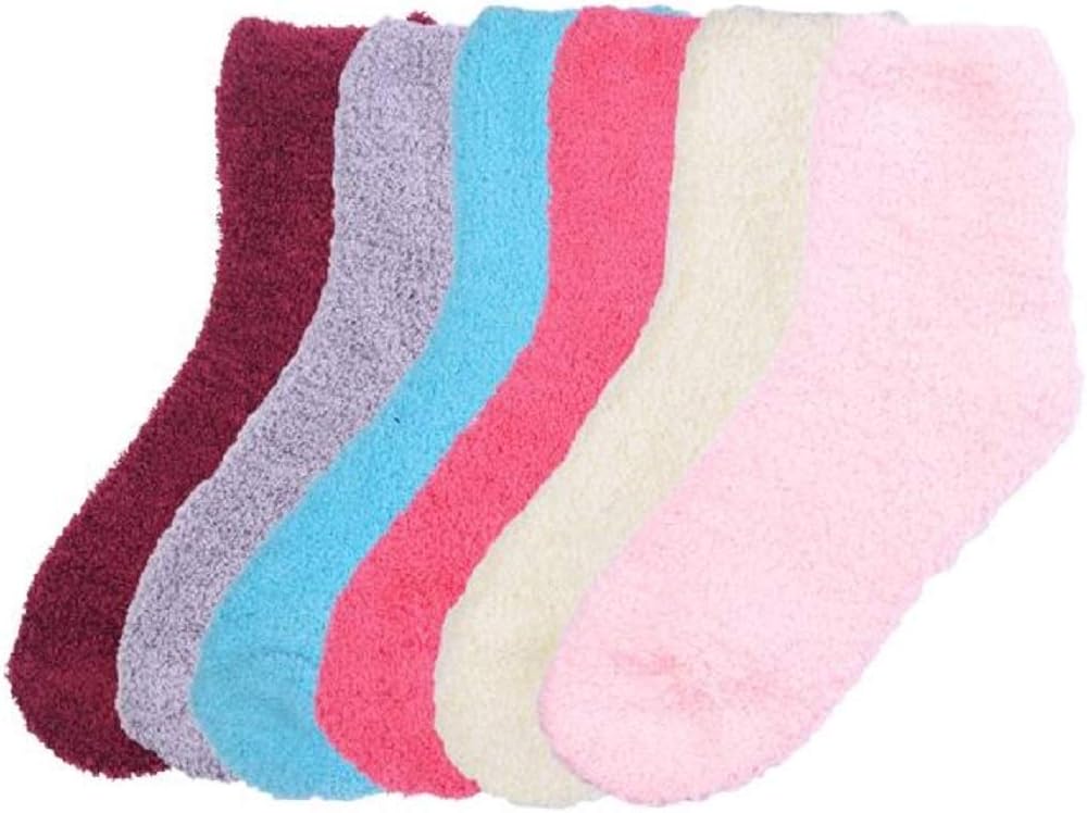 6 PAIRS WOMEN COZY FUZZY NON SKID STRIPES SUPER SOFT WINTER SLIPPER SOCKS 9-11