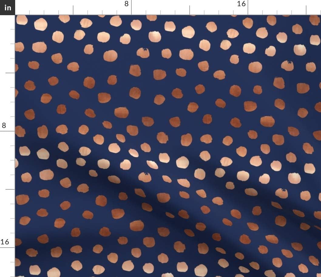 Amazon Com Spoonflower Fabric Rose Gold Navy Dots Painted Golden Feminine Home Small Polka Look Printed On Linen Cotton Canvas Fabric By The Yard Sewing Home Decor Table Linens Apparel Bags