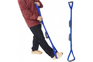 AMSGANK 42 Inch Long Leg Lifter Strap, Reusable Leg Lifter with Soft Hand Grips and Foot Loop for Hip Replacement Recovery Ki