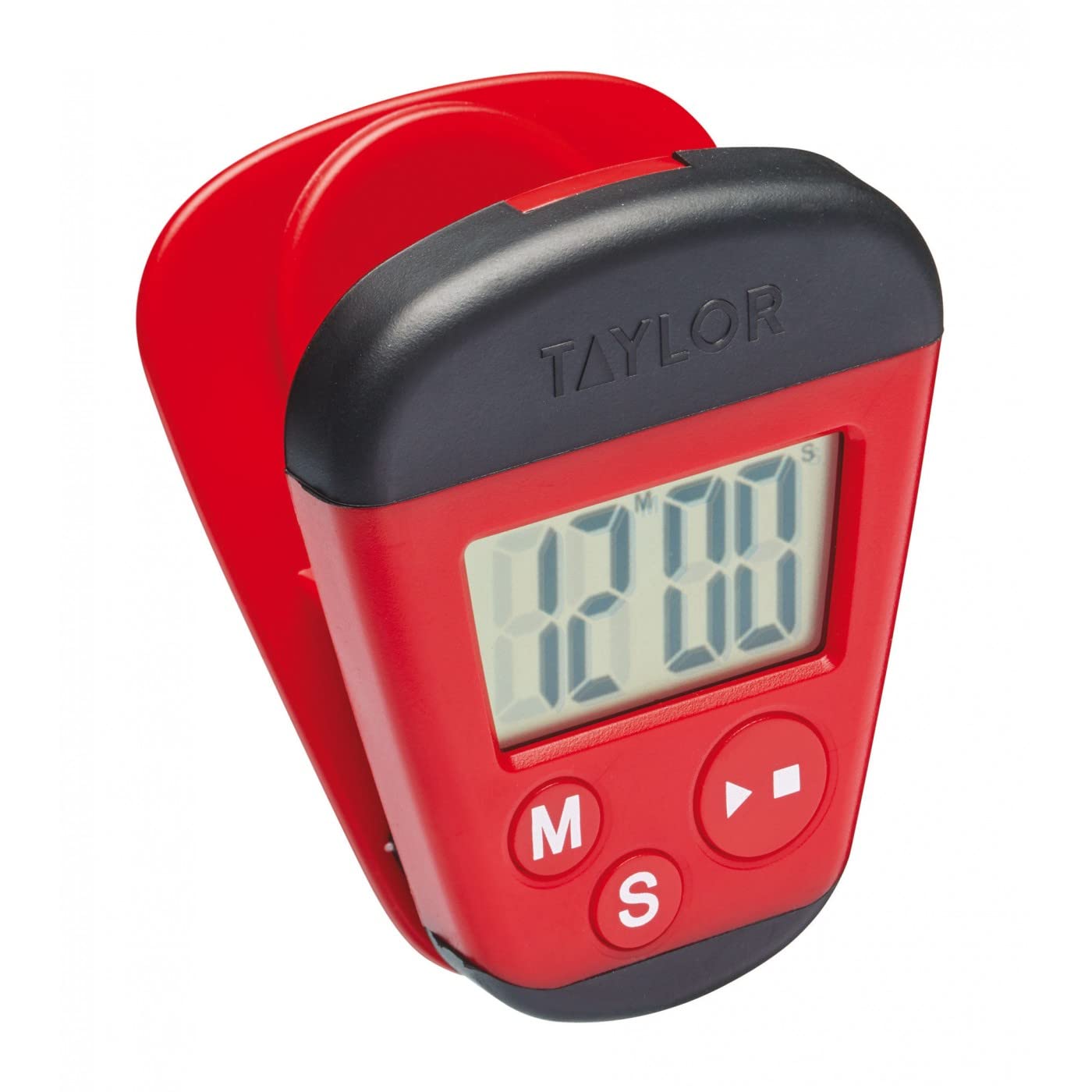 Taylor Kitchen Timer, Professional Portable Digital Timer with Memo Clip and Magnetic Back, Stopwatch Function, Red & Black,4 x 5.5 x 7 cm
