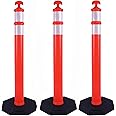 3PACK BESEA Traffic Delineator Cone 45”High Orange Traffic Safety Delineator Cones with Heavy Duty Rubber Base for Construction Site, Road Parking, People Control in Public(3PACK)