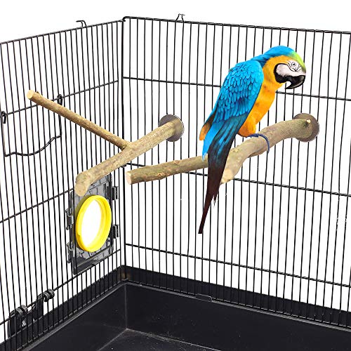 GNB PET 2 Pack Bird Perch Parrot Natural Wood Fork Stand Perch (5.9 Inches to 7.87 Inches), Birdcage Stands Platform Pet Bird Toys with Stainless Steel Washers