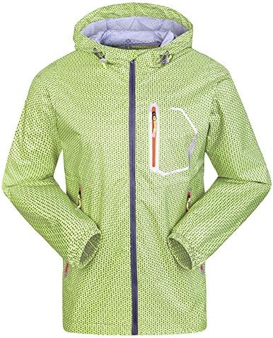 ChezMax Outdoor Man Waterproof Breathable Mesh-Lined Soft Shell Hooded Jacket, Green, S