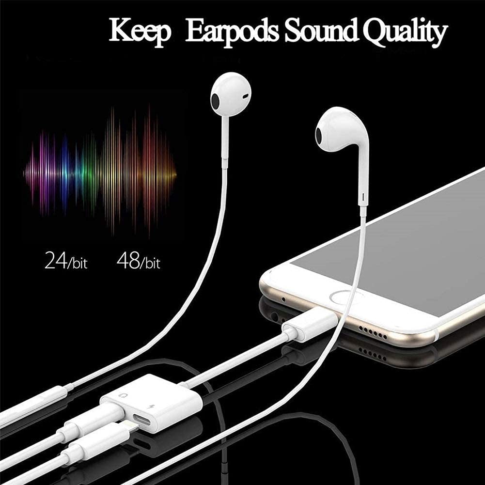 [Apple MFi Certified] 2PACK iPhone Lightning to 2 Lightning Adapter, Dual Lightning AUX + Charger Adapter Dongle Cable Splitter Compatible for iPhone 12/11/SE/X/XR/XS/8/7/6 Support Call + Charging