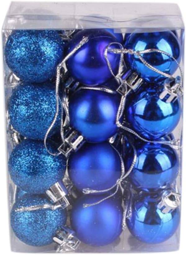 Tree Trays & Mats - newshijieCOb 24Pcs 3cm Plastic Christmas Balls Baubles, Home Hotel Christmas Tree Hanging Ornaments Christmas Party Supplies Blue