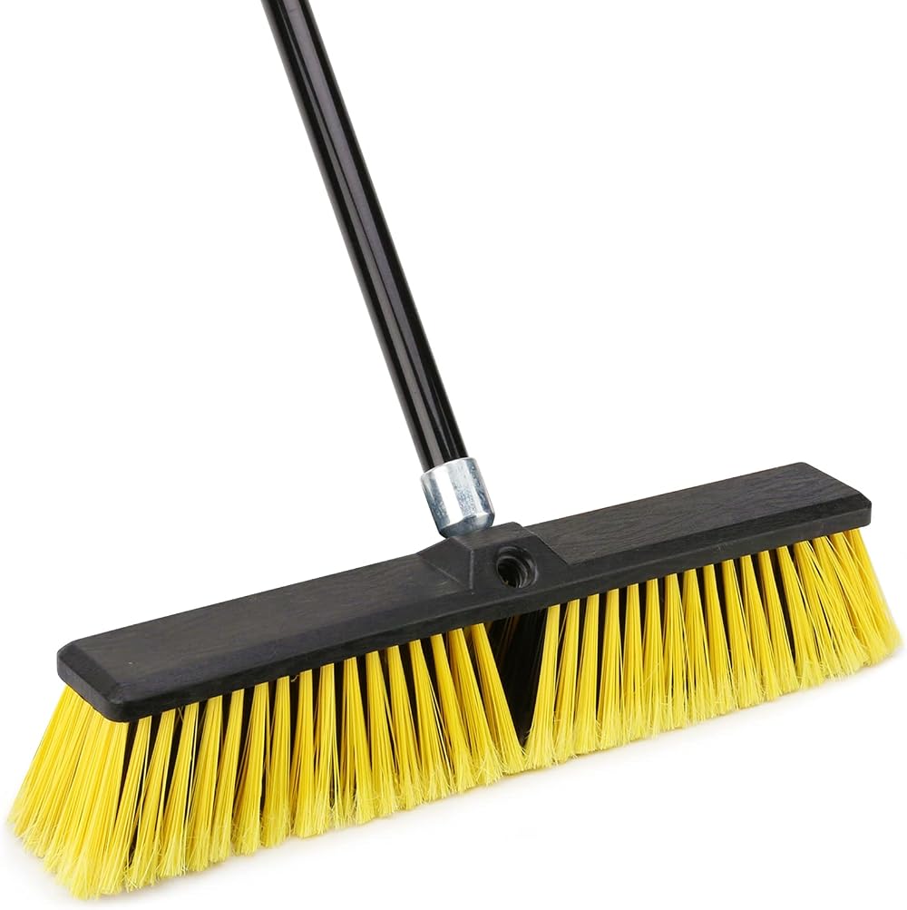 Ylebs Garden Broom Outdoor Heavy Duty 63in Telescopic Handle 18in Head
