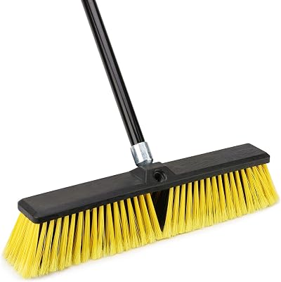 Ylebs Garden Broom Outdoor Heavy Duty 63in Telescopic Handle 18in Head