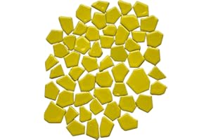 Smayt Yi 200g Bulk Ceramic Mosaic Pieces Irregular Mosaic Tile for Home Crafts Bathroom Flower Pot Outdoor Tables Coasters Decoration(0.8-1.2inch,Yellow)