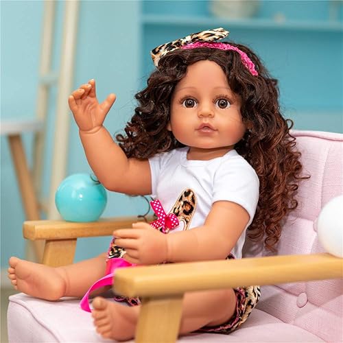 Reborn Baby Dolls Black Silicone Full Body Waterproof 22inches