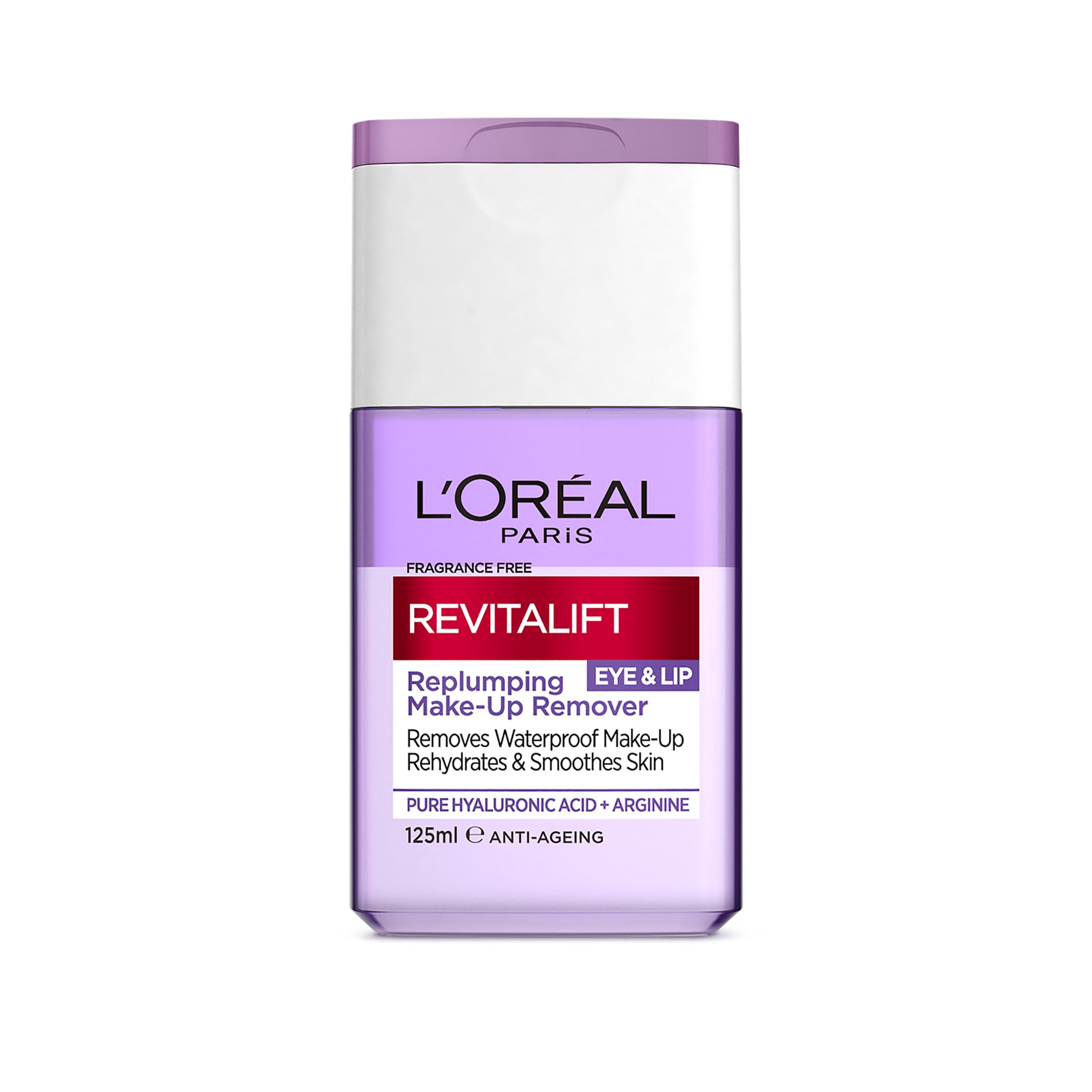 L'Oreal Paris Revitalift Filler Hyaluronic Acid Fragrance Free Plumping Eye & Lip Waterproof Makeup Remover suitable for Sensitive Skin
