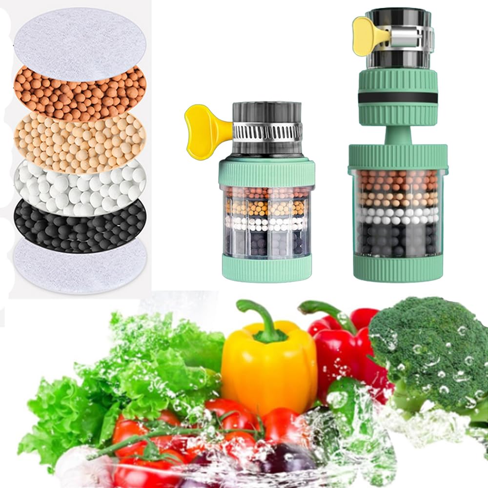 Water Filter Kitchen Tap Filtration Activated Carbon Clean Purifier 360° Rotatable Kitchen Bathroom Water Filter for Sink Faucet Chlorine Fluoride Heavy Metals Hard Water for Home Kitchen Bathroom