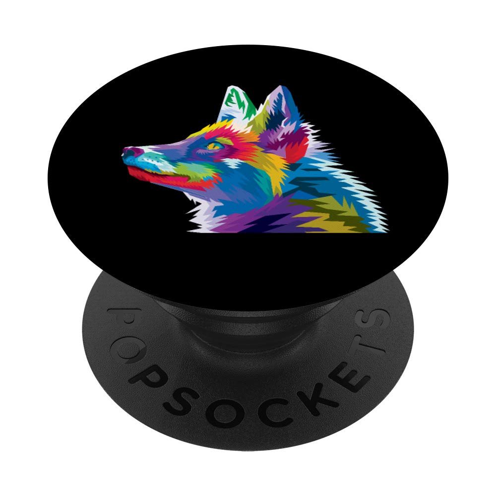 Colorful Fox Cute Geometric pop art style Gift Idea PopSockets Grip and Stand for Phones and Tablets