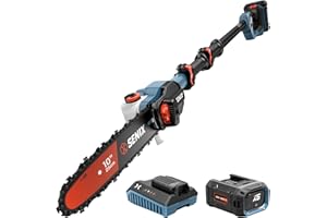 SENIX 10" Cordless Pole Saw, X6 60V Max 3.0Ah Battery Powered Pole Saw with 14ft Reach Carbon Fiber Telescoping Pole, 65.5ft/s Cutting Speed for Pruning and Trimming Branches(CSPX6-M)