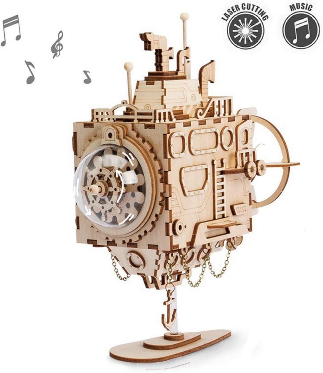 Laser Cut Wooden 3-D Puzzles Build Your Own Wooden DIY Handmade Music Box Craft Kits Puzzles Toy Gifts For Parent-child Interaction Activities (Color : D)