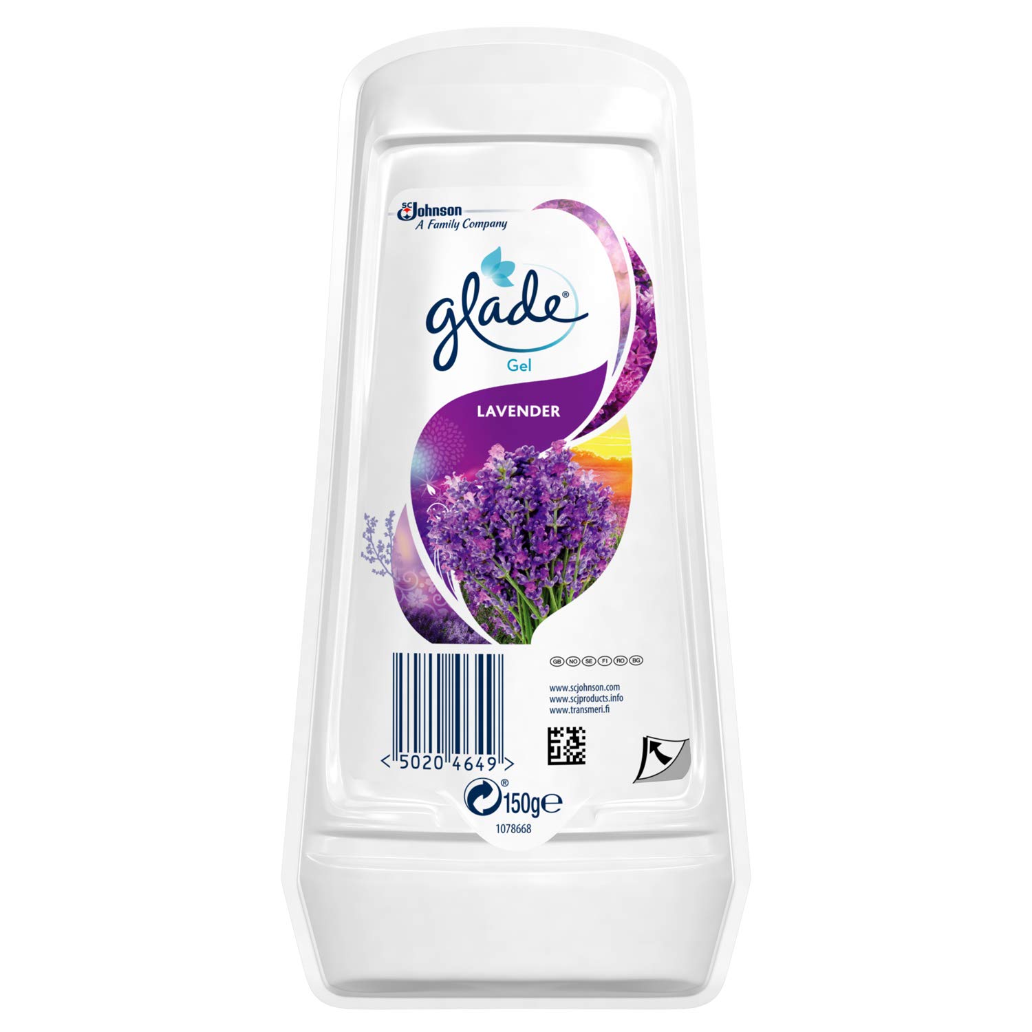Glade Solid Gel Air Freshener, Odour Eliminator for Home & Bathroom, Lavender, 150g